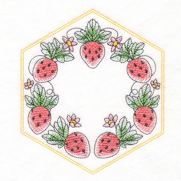 Sweet Fruit Quilt Hexagon - Strawberries - Image 4