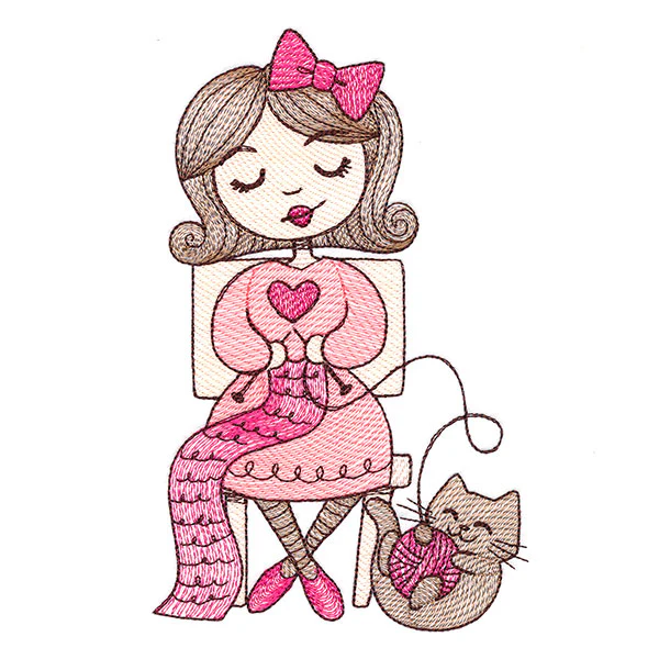 Sweet and Crafty Girl with Yarn - Image 2