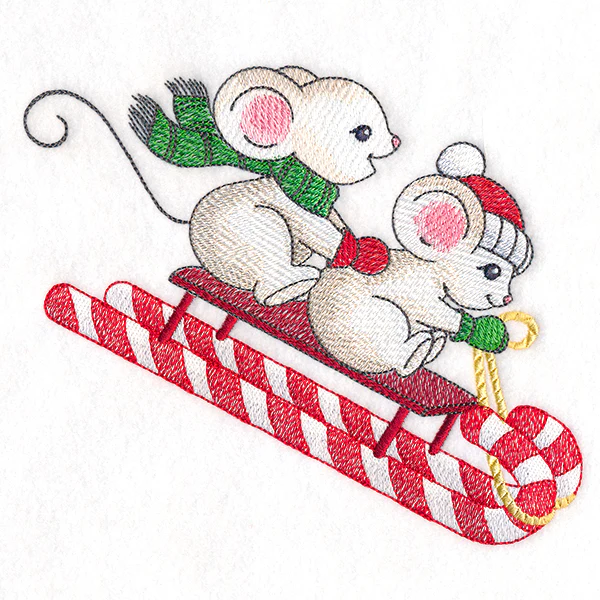 Sweet Sledding Christmas Mice - Image 2