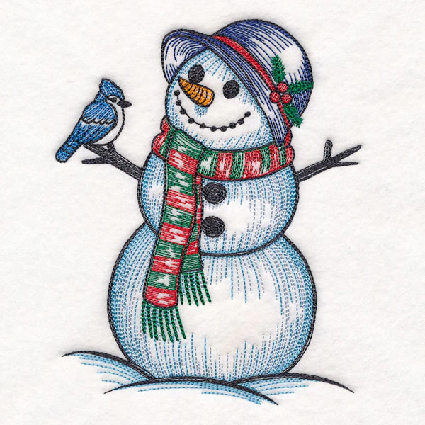 Sweet Snowman Etching and Blue Jay - Image 4