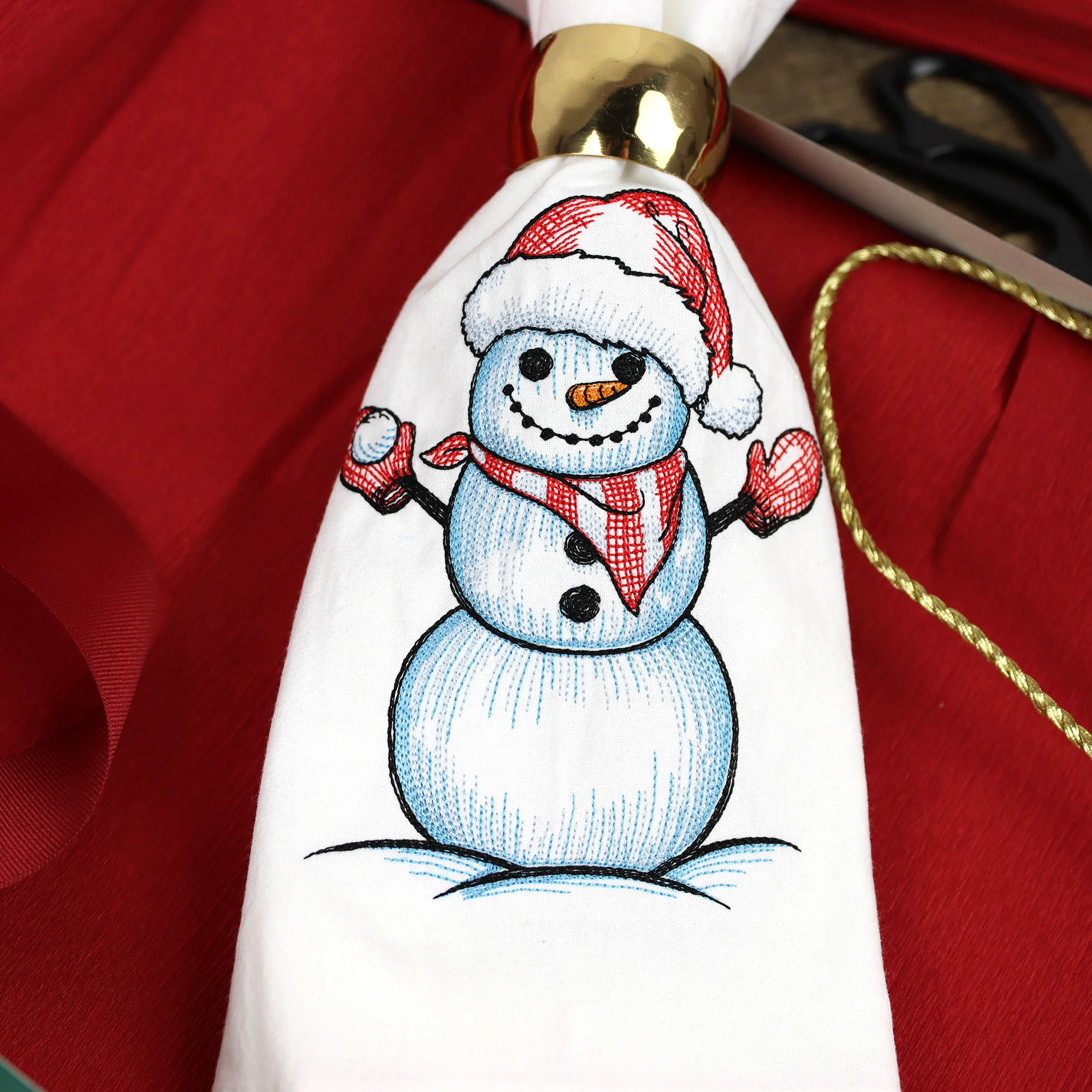 Sweet Snowman Etching with Santa Hat - Image 11