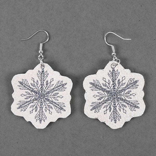 Winter Snowflakes Leather Earrings (In-the-Hoop) - Image 2