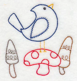 Woodland Bird on Toadstool (Vintage) - Image 3